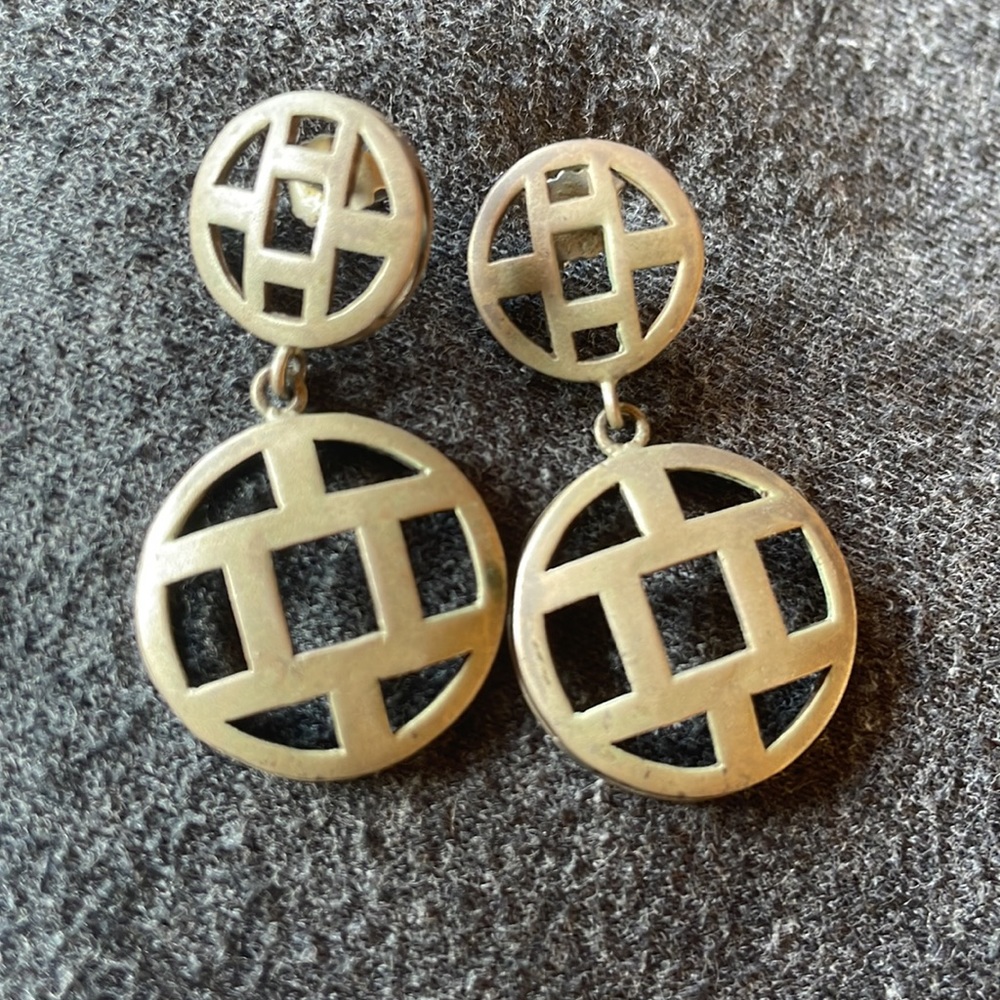 Vintage Kenneth Cole sterling silver mod style earrings Pasha design